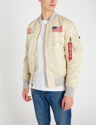 Shop Alpha Industries Ma 1 D Tec Blood Chit Shell Bomber Jacket In Vintage White