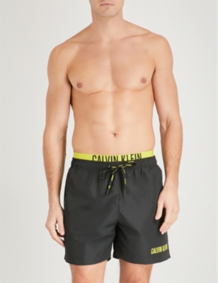 calvin klein double waistband swim shorts black