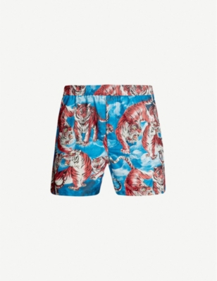 tiger print swim shorts