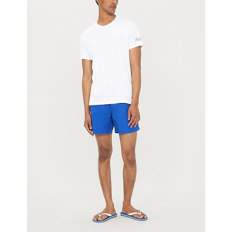 Shop Polo Ralph Lauren Men's Rugby Royal Traveller Logo-embroidered Swim Shorts In Rugby Royal (blue)