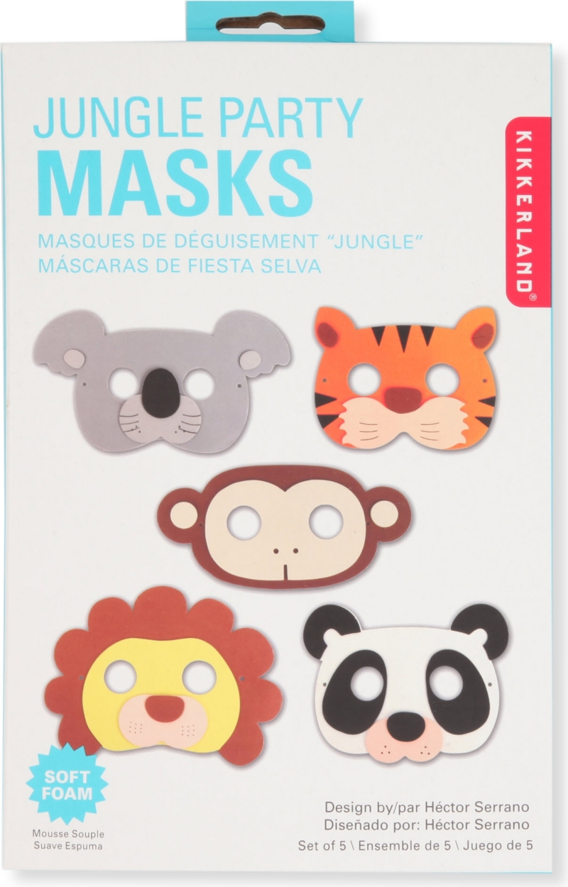 KIKKERLAND   Set of five jungle party masks