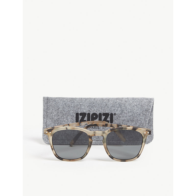 Shop Izipizi Mens Brown And Grey #e Square-frame Sunglasses