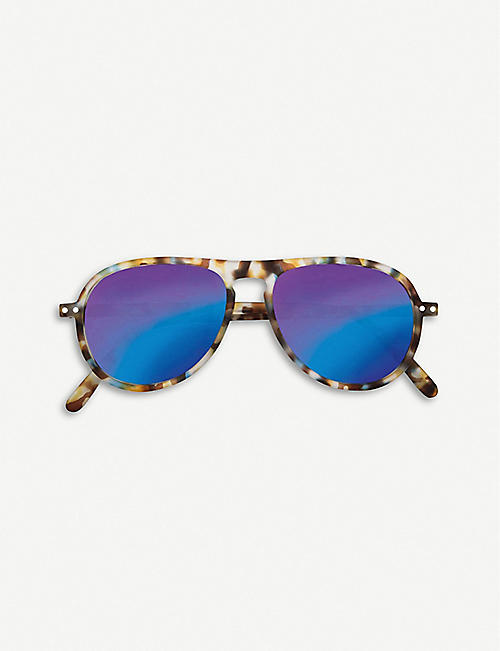 IZIPIZI: #I tortoiseshell mirrored aviator sunglasses