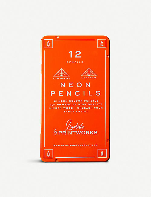 PRINT WORKS: L'artiste neon colour pencils set of 12
