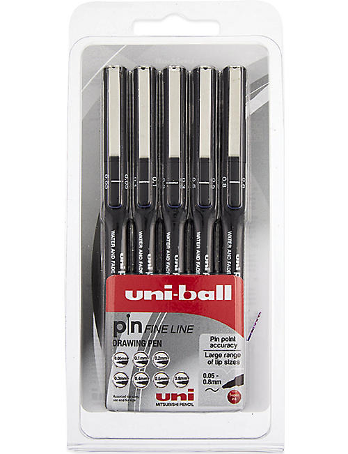 MITSUBISHI PENCIL CO: Uni-Ball fine line drawing pen pack of five
