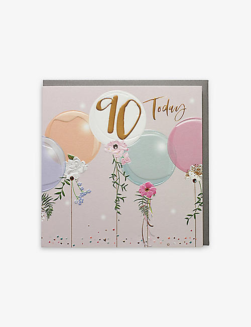BELLY BUTTON DESIGNS: 90th Birthday greetings card 21x21cm