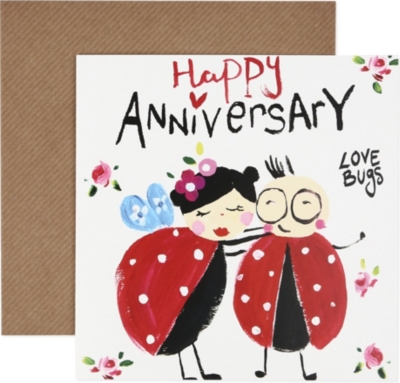 sooshichacha - happy anniversary love bugs card | selfridges