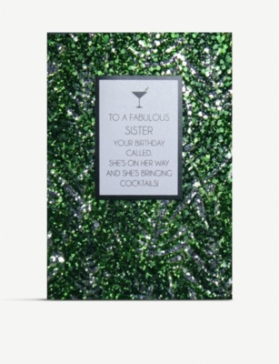 COUNTING STARS: Fabulous Sister glitter birthday greetings card 16cm x 11cm