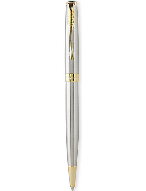 PARKER: Sonnet stainless steel gold trim ballpoint pen
