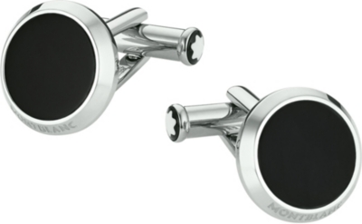 Montblanc Iconic Stainless Steel Black Onyx Cufflinks 112896