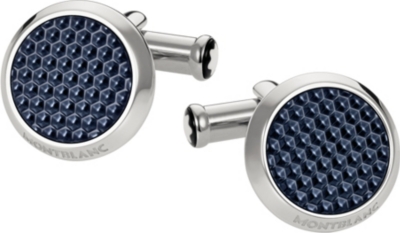 Burberry Men's Check Engraved Cufflinks In Palladio