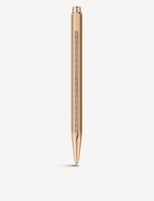 CARAN DACHE: Ecridor Chevron 18ct rose-gold plated brass ballpoint pen