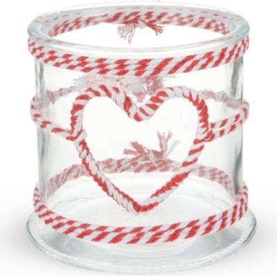 GISELA GRAHAM   Striped rope wrapped glass candle holder