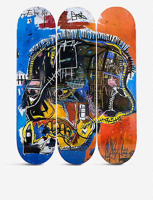 THE SKATEROOM: Jean-Michel Basquiat skull-print skateboards set of three
