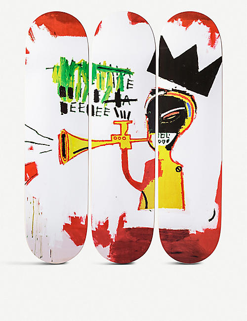 THE SKATEROOM: Jean-Michel Basquiat trumpet-print skateboards set of three