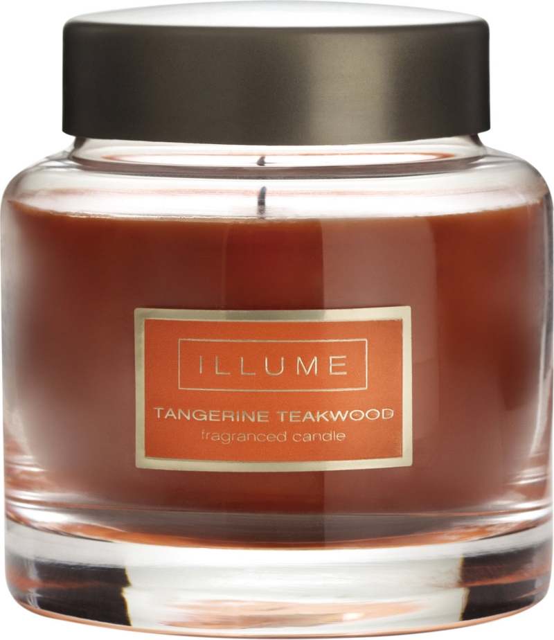 ILLUME   Tangerine Teakwood scented candle jar