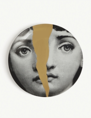 FORNASETTI: Graphic-print porcelain wall plate 26cm
