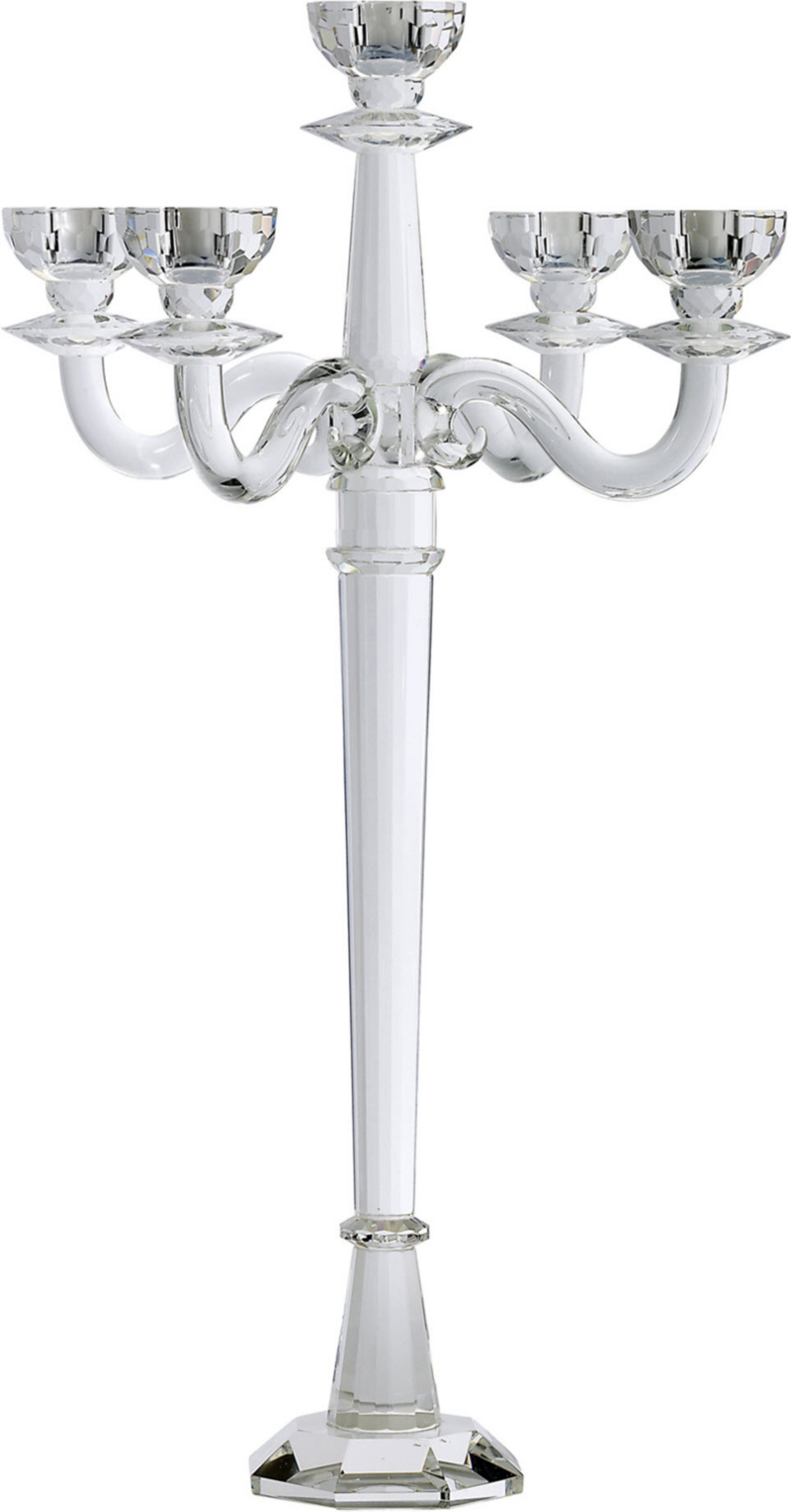 KENNETH TURNER   Tall five arm crystal candelabra 70cm