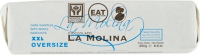 LA MOLINA: Extra large dark chocolate bar with hazelnuts 250g