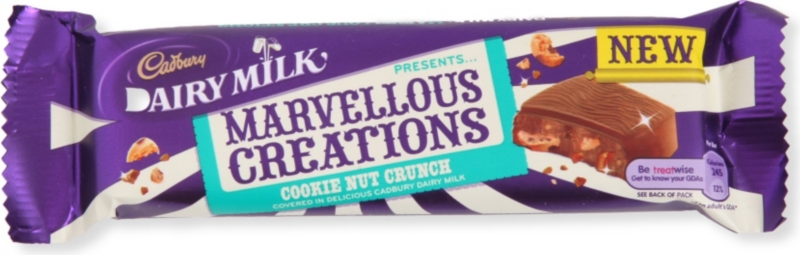 CADBURY   Marvellous Creations milk chocolate cookie nut crunch 47g