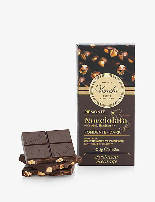 VENCHI: Dark chocolate and hazelnut bar 100g