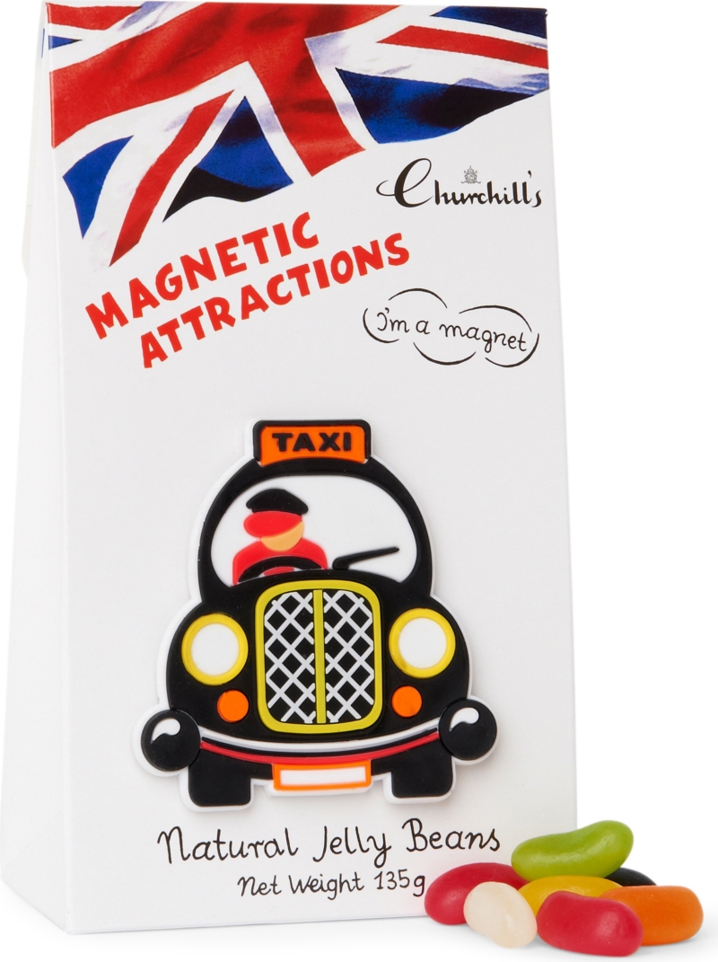 Jelly beans and London taxi magnet gift bag 135g   Novelty gifts 