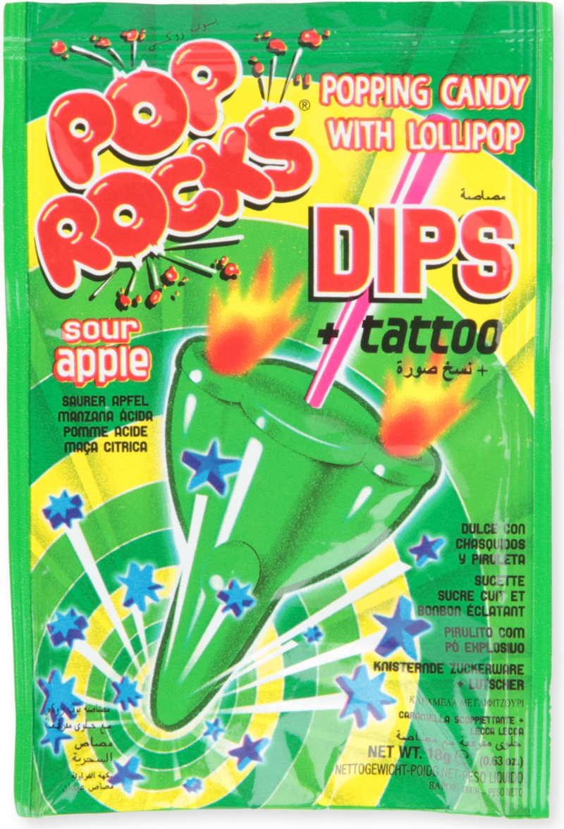 POP ROCKS   Sour Apple Dips and tattoo 18g