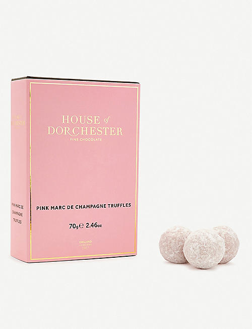 HOUSE OF DORCHESTER: Pink Marc de Champagne truffles 75g