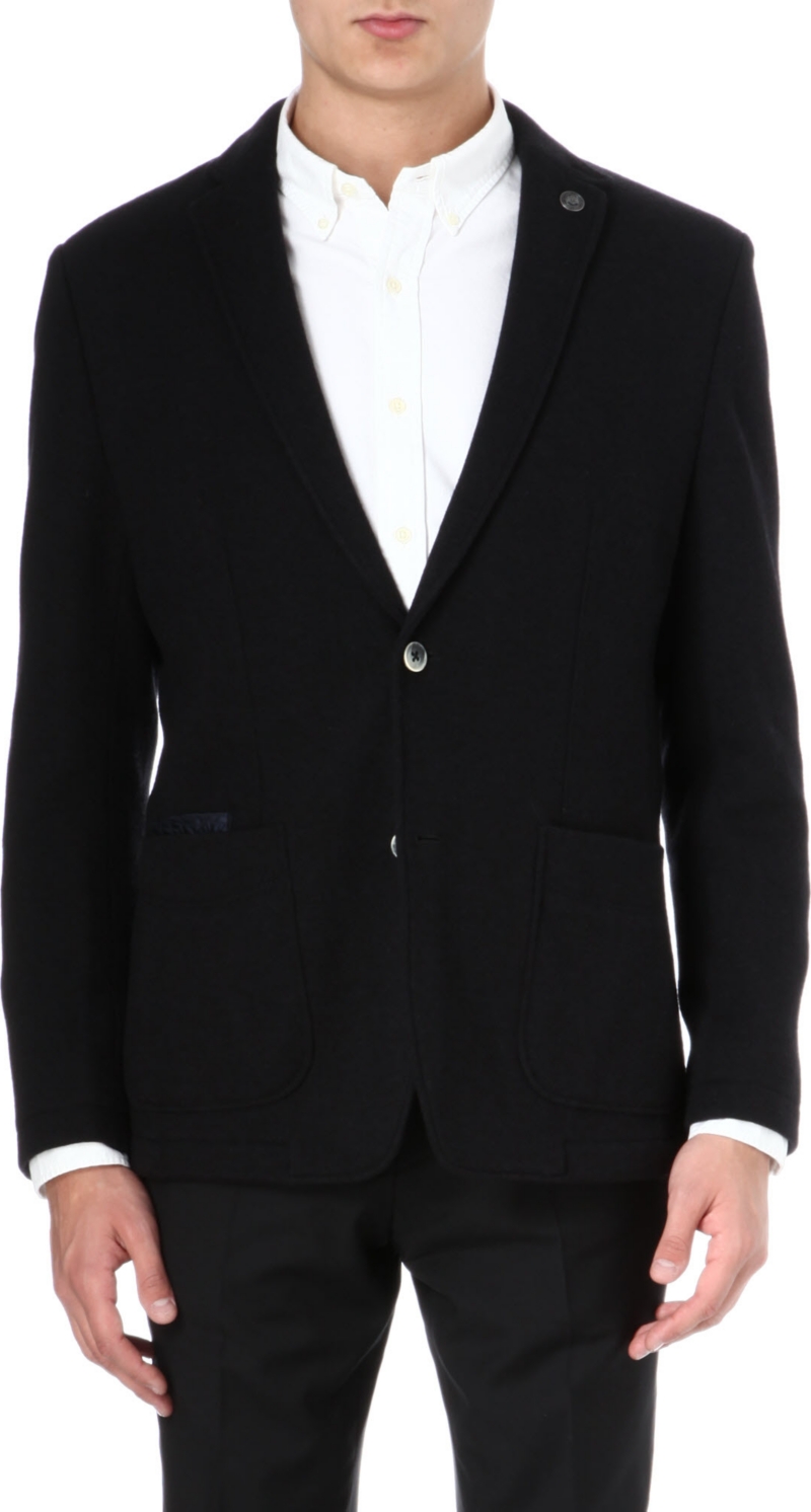 HUGO BOSS   Jersey wool quilted patch blazer