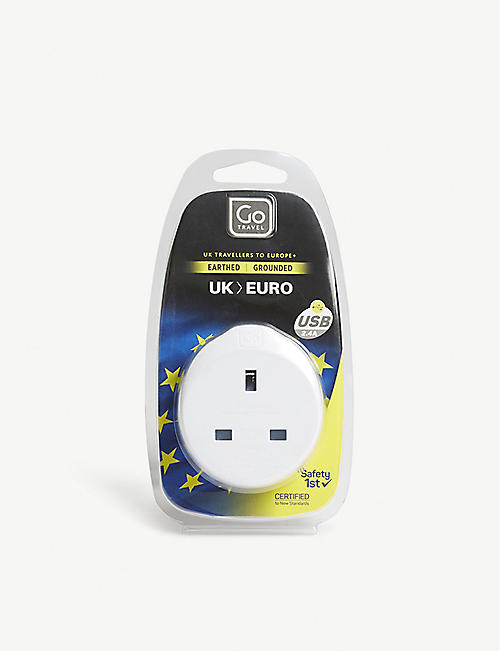 GO TRAVEL: UK to Euro plug adapter with USB port