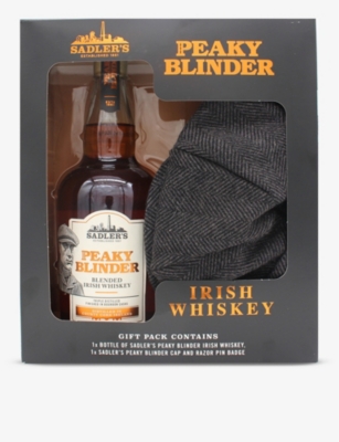 Irish WHISKY box Peaky whisky gift - flat cap Sadler\'s 700ml AND and Blinder BOURBON