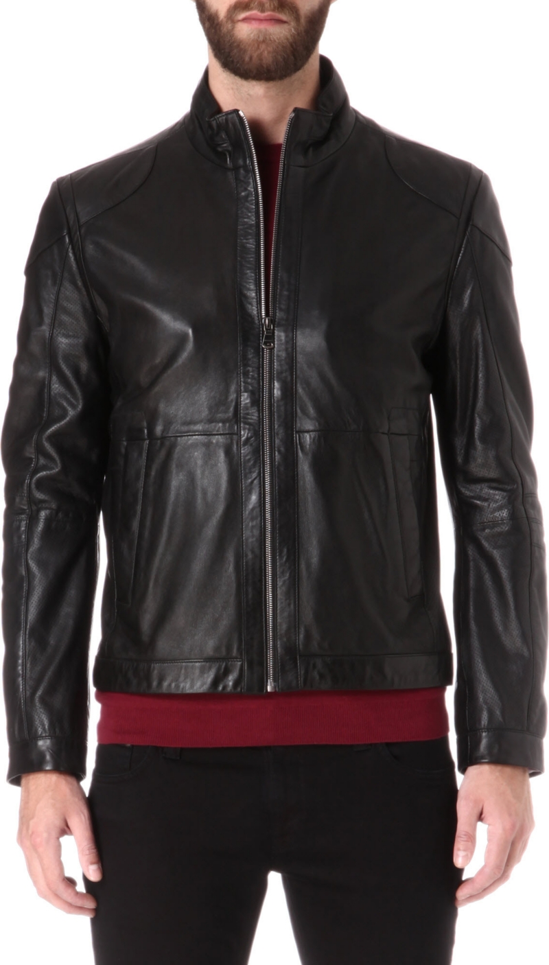 HUGO BOSS   Gibson perforated leather jacket