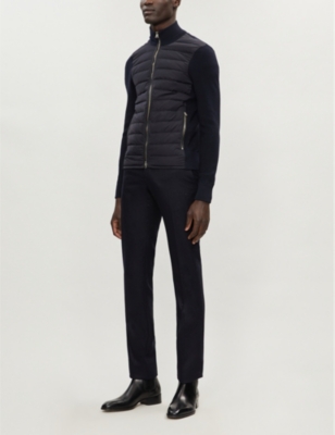 Slim-Fit Panelled Ribbed Wool and Quilted Shell Down Jacket