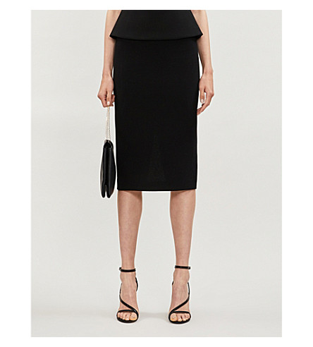 Roland Mouret Arreton High-waist Wool-crepe Pencil Skirt In Black