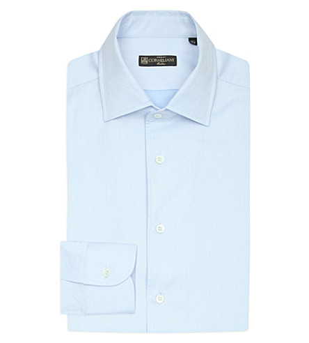 CORNELIANI   Slim fit textured cotton shirt