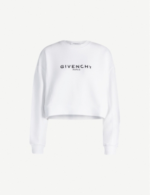 GIVENCHY Logo-print cropped cotton-jersey sweatshirt