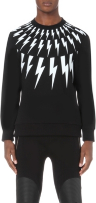 NEIL BARRETT - Lightning-print neoprene sweatshirt | Selfridges.com