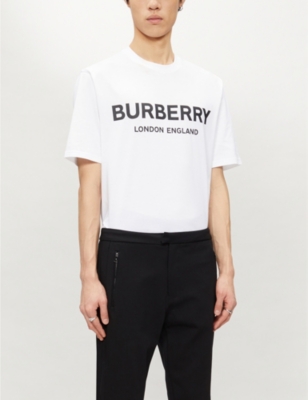 BURBERRY Letchford brand print cotton jersey T shirt Selfridges