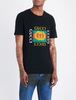GUCCI Slim-Fit Distressed Printed Cotton-Jersey T-Shirt in White | ModeSens
