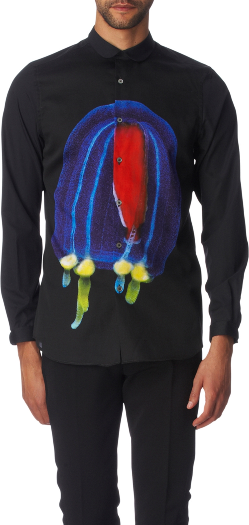 PAUL SMITH MAINLINE Jellyfish print slim fit single cuff shirt (Navy