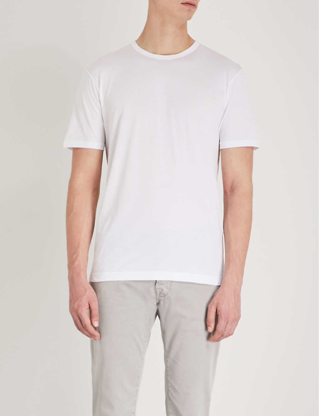 Shop Sunspel Men's White Classic Cotton-jersey T-shirt
