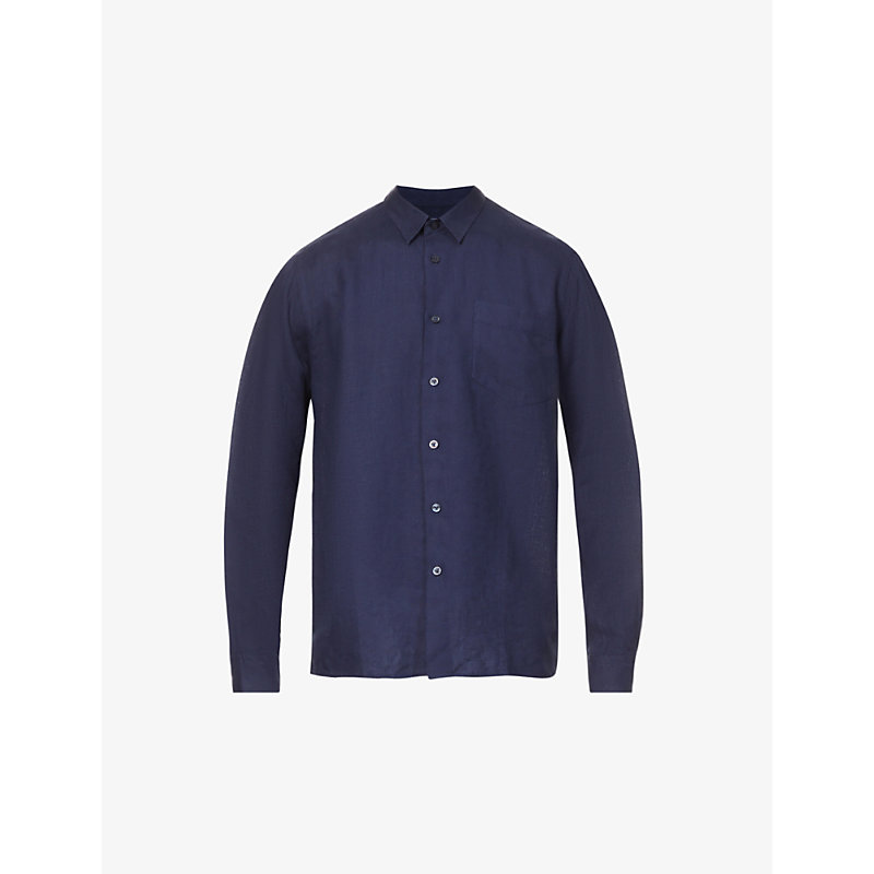 Vilebrequin Mens Blue Caroubis Regular-fit Linen Shirt
