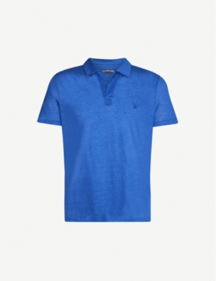 Vilebrequin Logo-embroidered Linen Polo Shirt In Royal Blue
