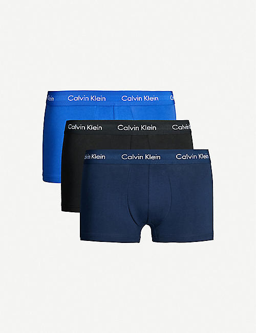 CALVIN KLEIN: Cotton Stretch low-rise cotton trunks pack of three
