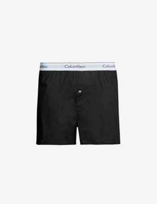 Shop Calvin Klein Mens Modern Cotton Slim-fit Boxer Shorts Pack Of Two Black / Grey Heather