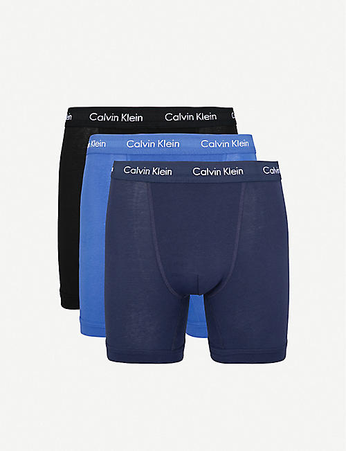 CALVIN KLEIN: Pack of three classic-fit stretch-cotton trunks