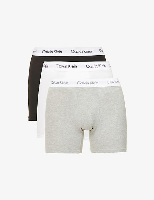 CALVIN KLEIN: Pack of three classic-fit stretch-cotton trunks