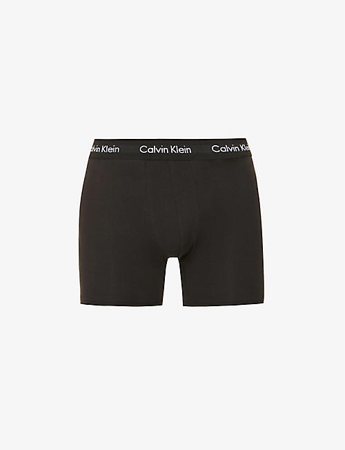 CALVIN KLEIN: Pack of three Solid classic-fit cotton-jersey boxer briefs
