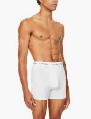 Shop Calvin Klein Men's White Pack Of Three Solid Classic-fit Cotton-jersey Boxer Briefs