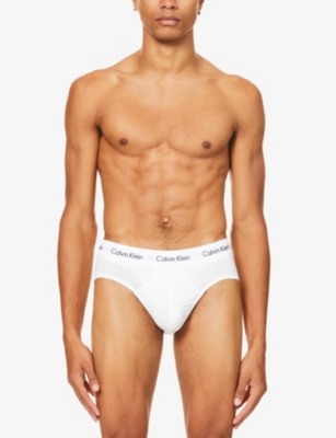Shop Calvin Klein Men's White Pack Of Three Cotton Stretch Regular-fit Stretch-cotton Briefs